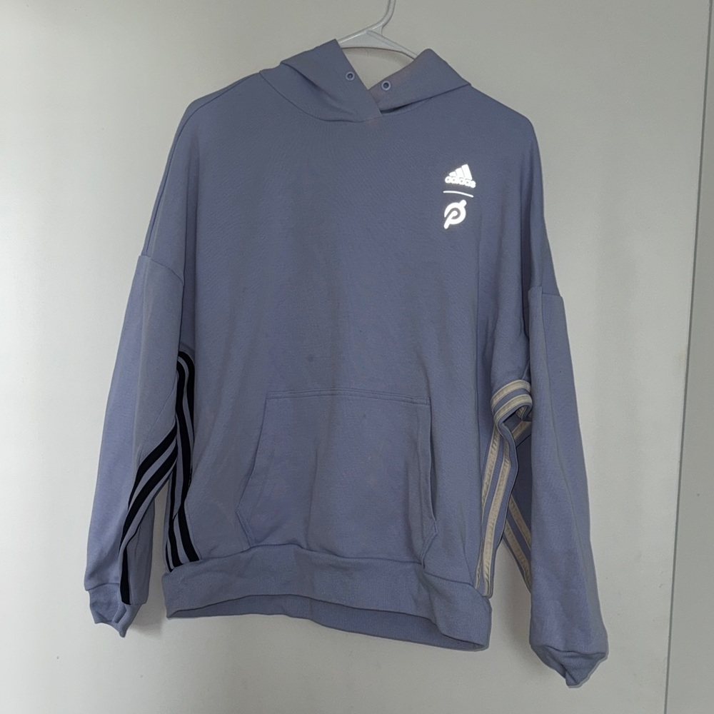 Adidas x peloton capable of greatness Lavender Hoodie with Striped Sleeves